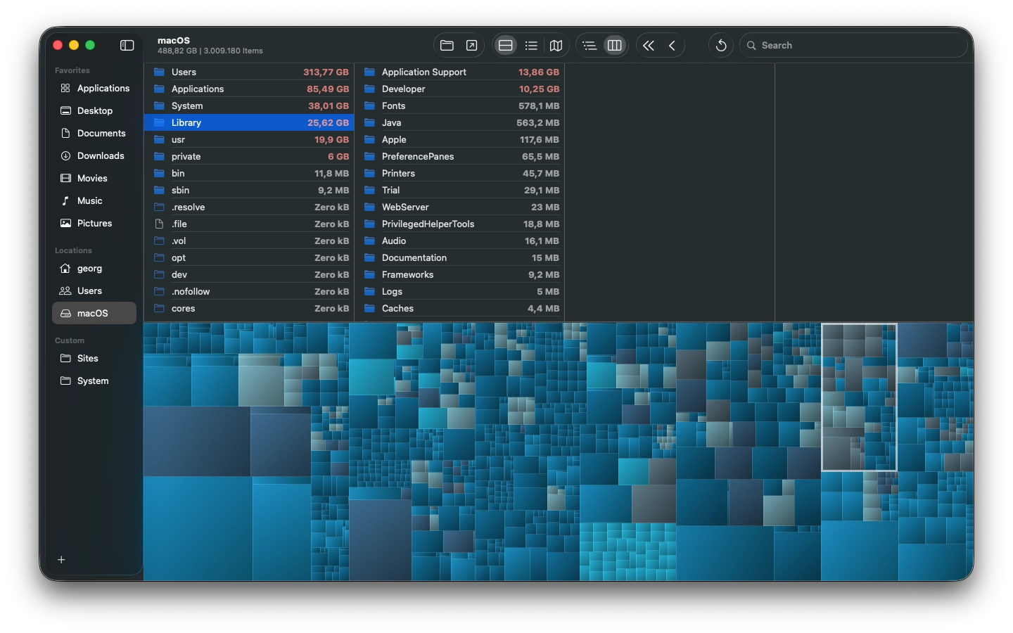 column and map view mode