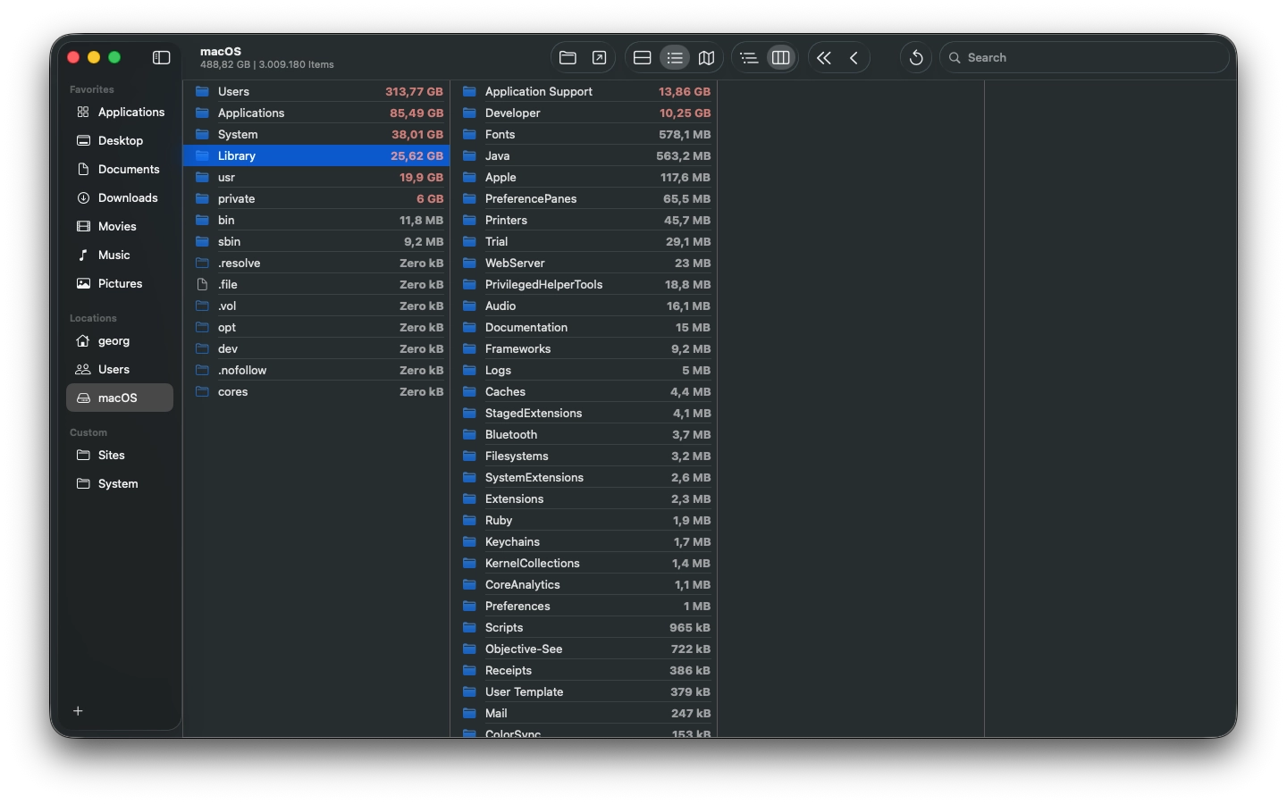 column view mode